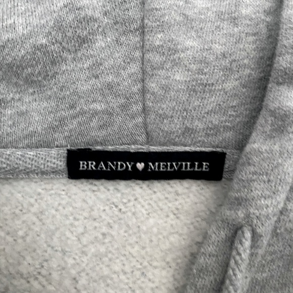 Brandy Melville crystal cropped zip up hoodie gray - Picture 3 of 4